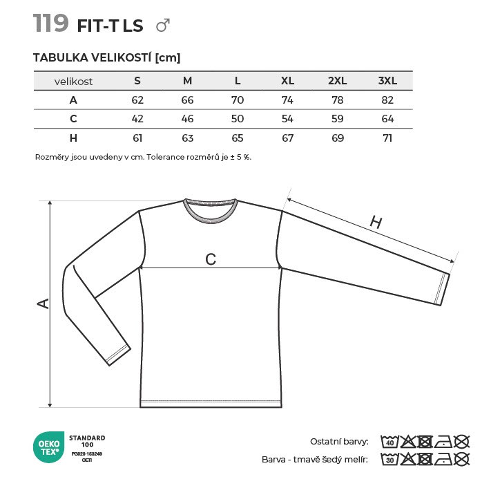 119 Fit-T LS triko pánské Tabulka velikostí